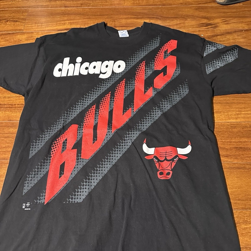Vintage 90s Chicago Bulls Salem Sportswear AOP Black T Shirt Size XL NBA - Picture 4 of 6